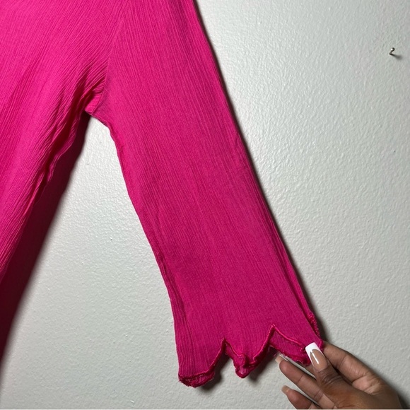 y2k Women Top Medium Hot Pink Asymmetrical Fairy Whymsicsl Ethereal Tie - Picture 5 of 9